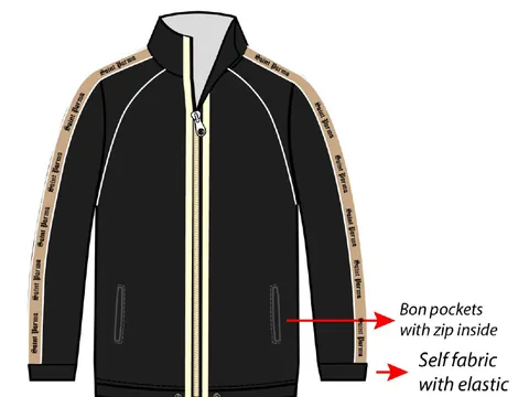 Sharknits sketch of the Saint Parma track jacket with callouts