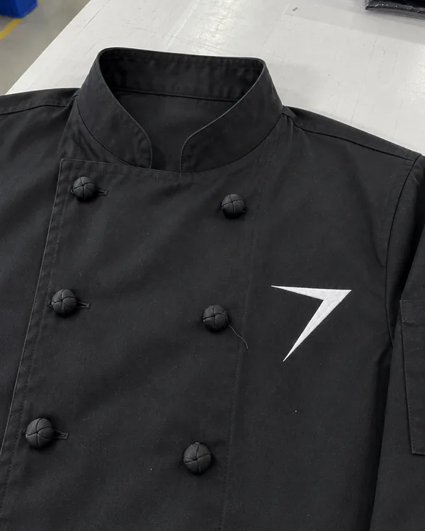 MISE aramid chef coat and apron, close up