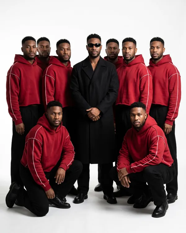 Nine people in the RAW cropped hoodie, red with seams on the outside