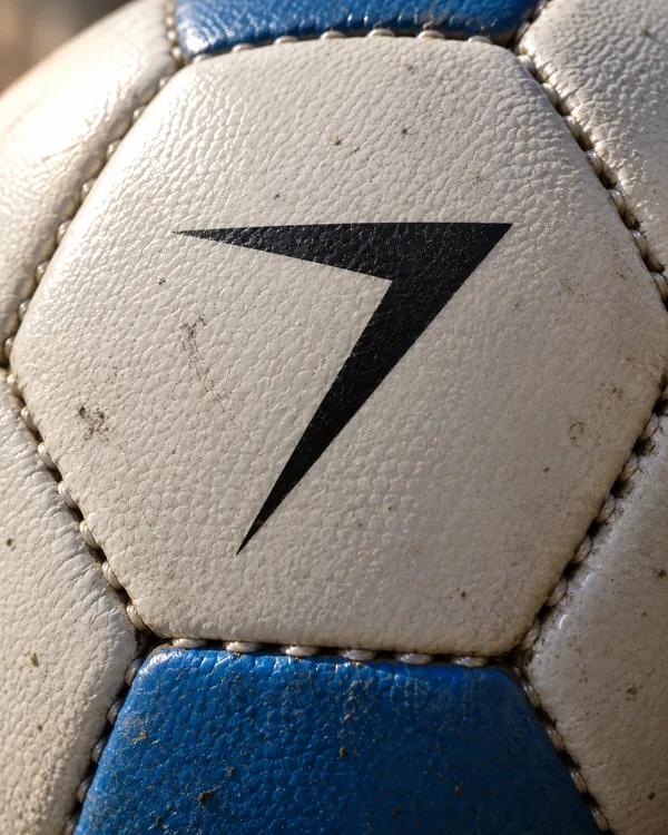 STRIKE hand stitched soccer ball, close up