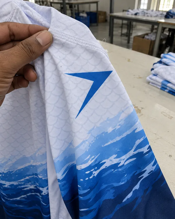 TIDE fishing jersey, close up