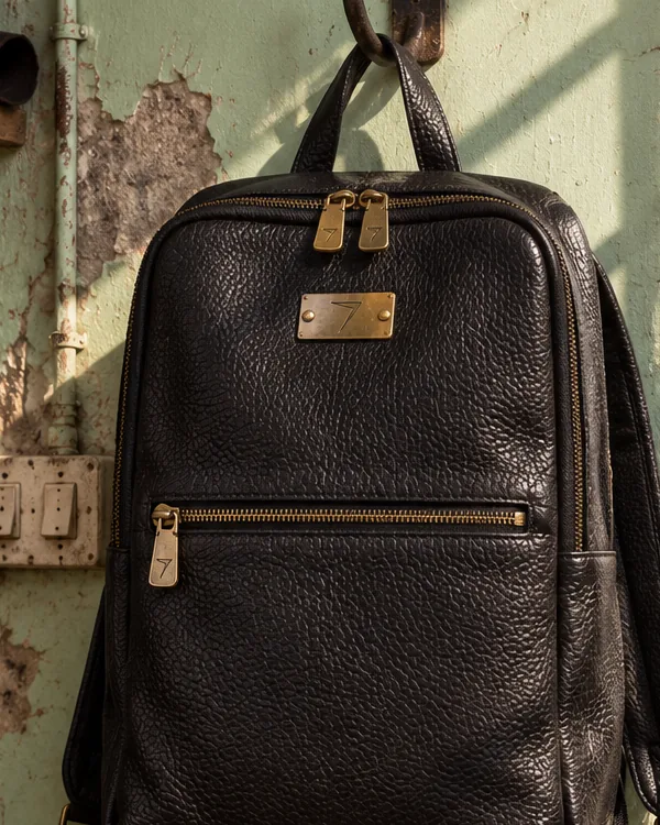 TRANSIT leather backpack, close up