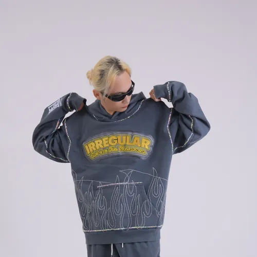 Irregular hoodie on a model
