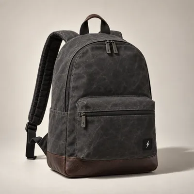 Charcoal waxed canvas backpack with a leather base