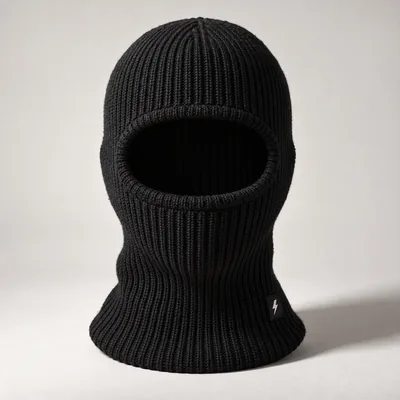 Black rib-knit balaclava