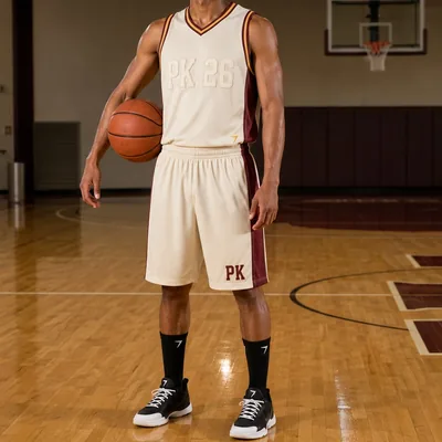 Player in a cream basketball jersey and shorts
