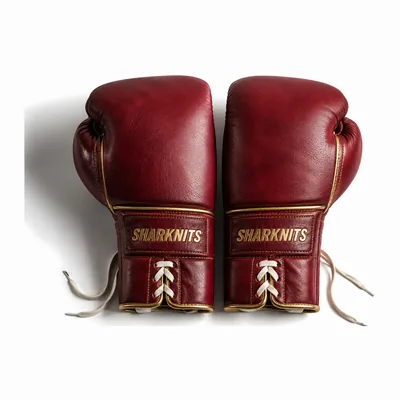 Oxblood lace-up boxing gloves