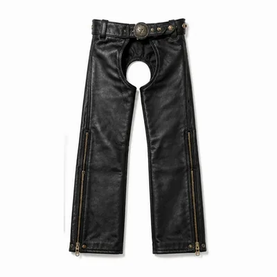 Black leather riding chaps