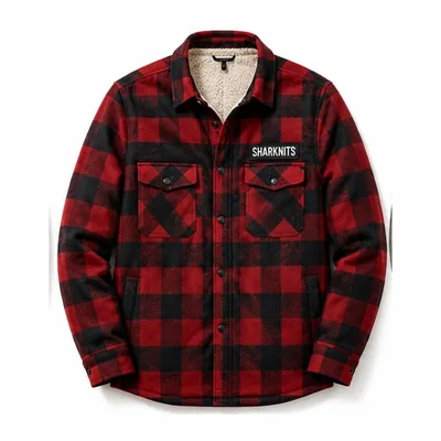 Red buffalo-check flannel shacket