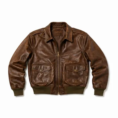 Brown leather A-2 flight jacket