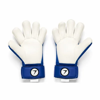White and blue goalkeeper gloves