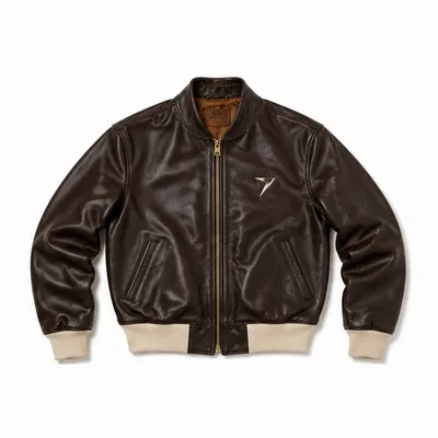 Dark brown leather bomber