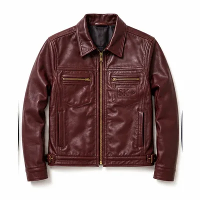 Oxblood leather trucker jacket