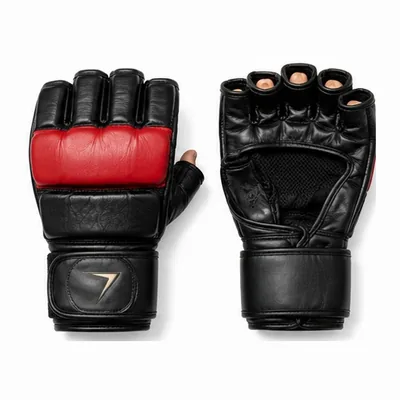 Red and black MMA gloves