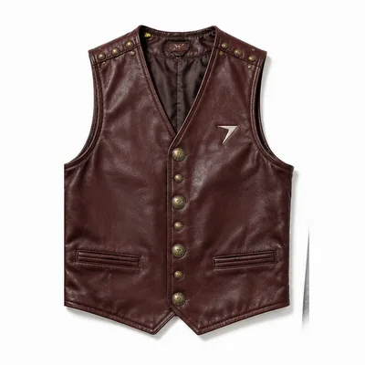 Oxblood leather moto vest