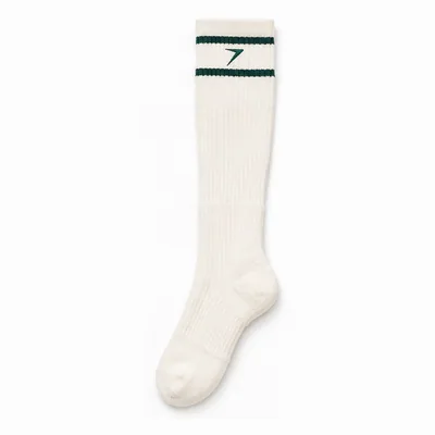 Cream over-the-calf soccer sock