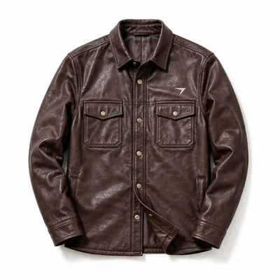 Brown leather overshirt