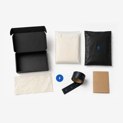 Mailer box, polybag, poly mailer, tissue and tape