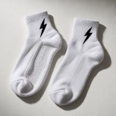 White quarter socks with a knitted bolt