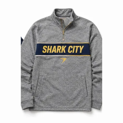 Gray quarter-zip pullover