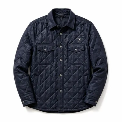 Navy quilted shirt jacket