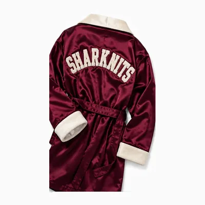 Maroon satin fight robe