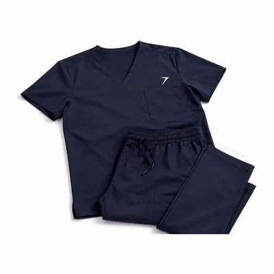 Navy medical scrubs with a stethoscope