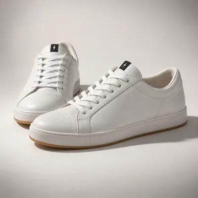 Plain white leather low-top sneakers