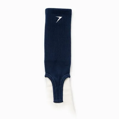 Navy baseball stirrup over a white sock
