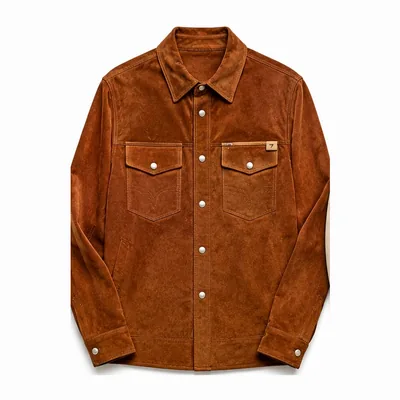 Rust suede shirt jacket