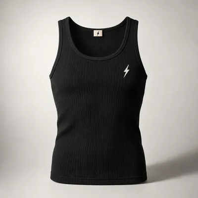 Black rib-knit tank top