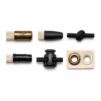Metal and rubber cord tips, stoppers and eyelets