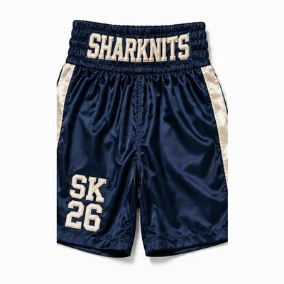 Navy satin boxing trunks