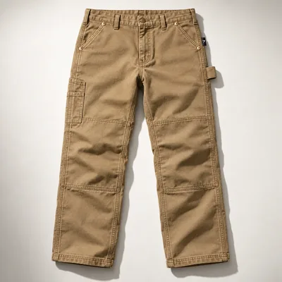 Khaki canvas double-knee work pants