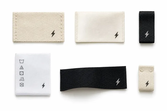 Woven and printed neck labels, size tabs and care labels