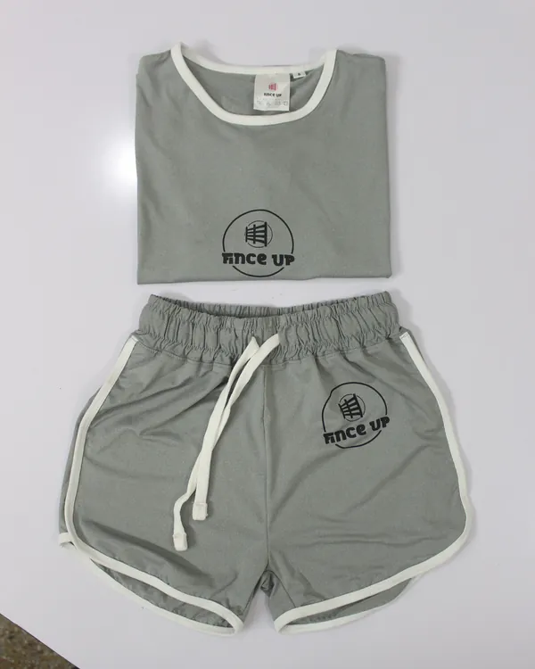 Grey ringer tee and shorts set